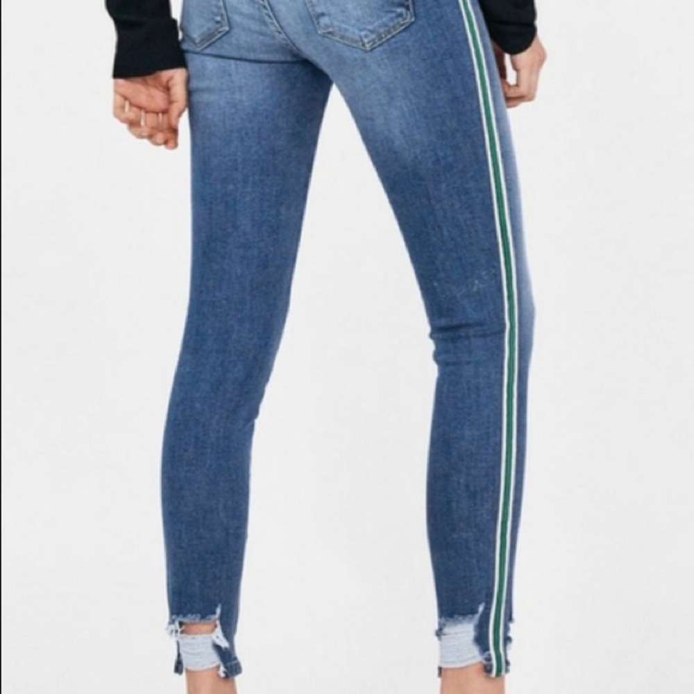 Zara green striped jeans
